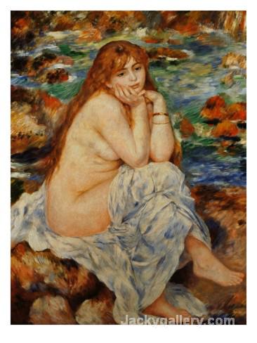 Bather Seated on a Sand Bank by Pierre Auguste Renoir paintings reproduction